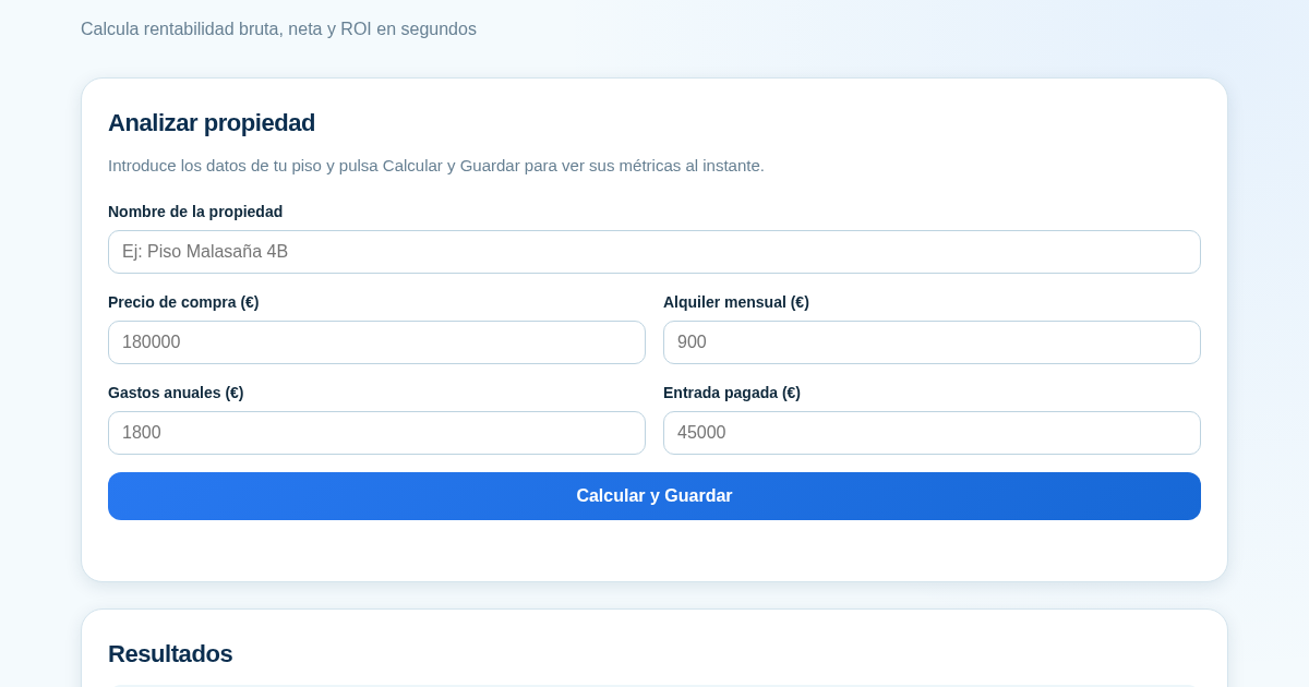 Analizador de Rentabilidad y ROI para Alquileres